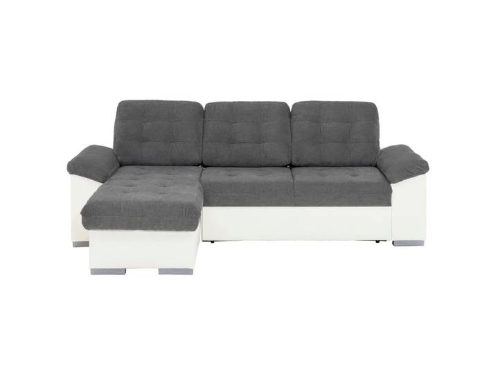 Mid.you Eckschlafsofa, Creme, Dunkelgrau, Kunststoff, 232x148 cm, Wohnzimmer, Sofas & Couches, Schlafsofas, Schlafsofas mit Bettkasten