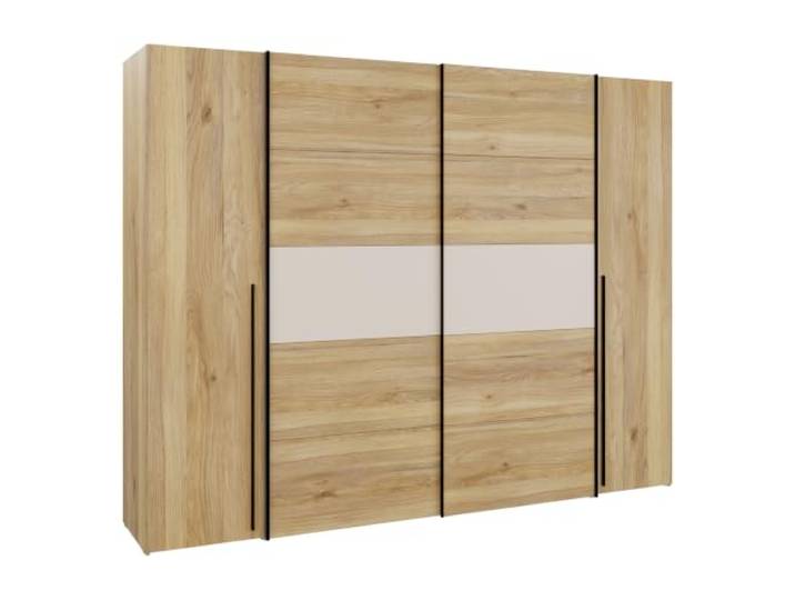 Forte Bellevue Kleiderschrank 270, moderner Schwebe-/Drehtürenschrank, 4-türig, Holzwerkstoff, Artisan Eiche Holzdekor/Kaschmir Beige, 270,3 cm breit x 210,5 cm hoch x 61,2 cm tief