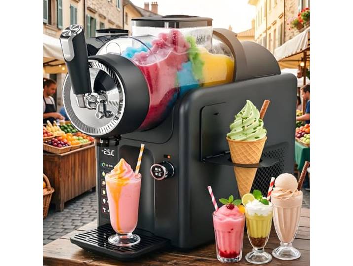 smafoseedding Slush-EIS-Maschine,185 W,5-Modus-Slush-EIS-Maschine Für Granita Und Softeis,2 L Gewerbliche Kaltgetränke-Eismaschine Mit Automatischer Reinigung Und Auslaufsicherer Tropfschale Black