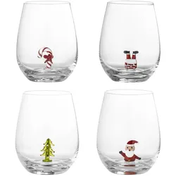 Bloomingville Misa Trinkglas Weihnachtlich, 4er Set, Ø 9xH12 cm