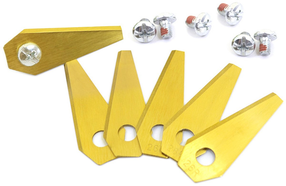 18-delige set Bosch robotmaaier messen met schroeven, goud, 49 x 19 x 1 mm