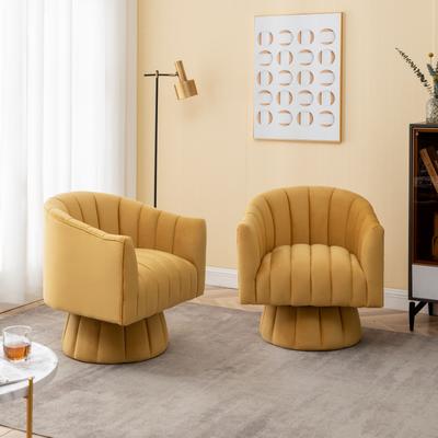 SEYNAR Modern Glam Velvet Upholstered Round Swivel Accent Barrel Chair Set of 2