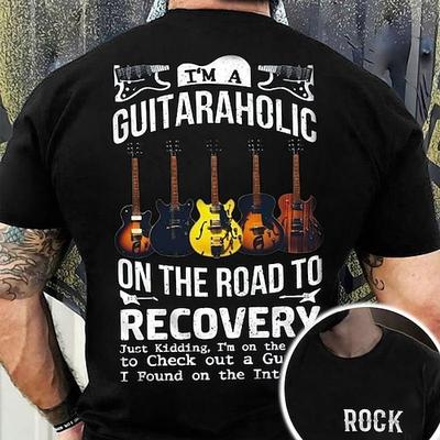Herren Lustiges Guitaraholic T-Shirt - Auf dem Weg zur Genesung Wortspiel Musikliebhaber Rock Grafik T-Shirt