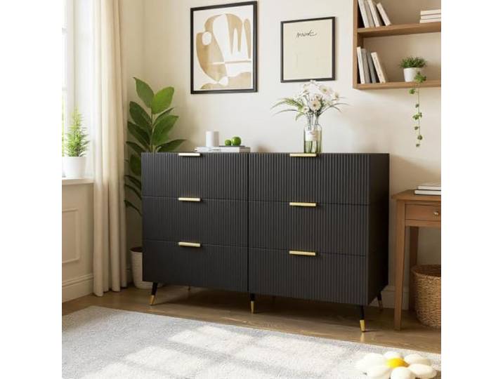 FurnitureR Moderner schwarzer Homeoffice-Schrank, Elegantes Design, robuster Spanplattenaufbau, großzügiger Stauraum, ideal für stilvolle Büros