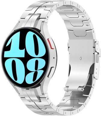Everyday Crate Samsung Galaxy Watch 6 Classic Stainless Steel Watch Band Button Style Adjustable Metal Strap silver