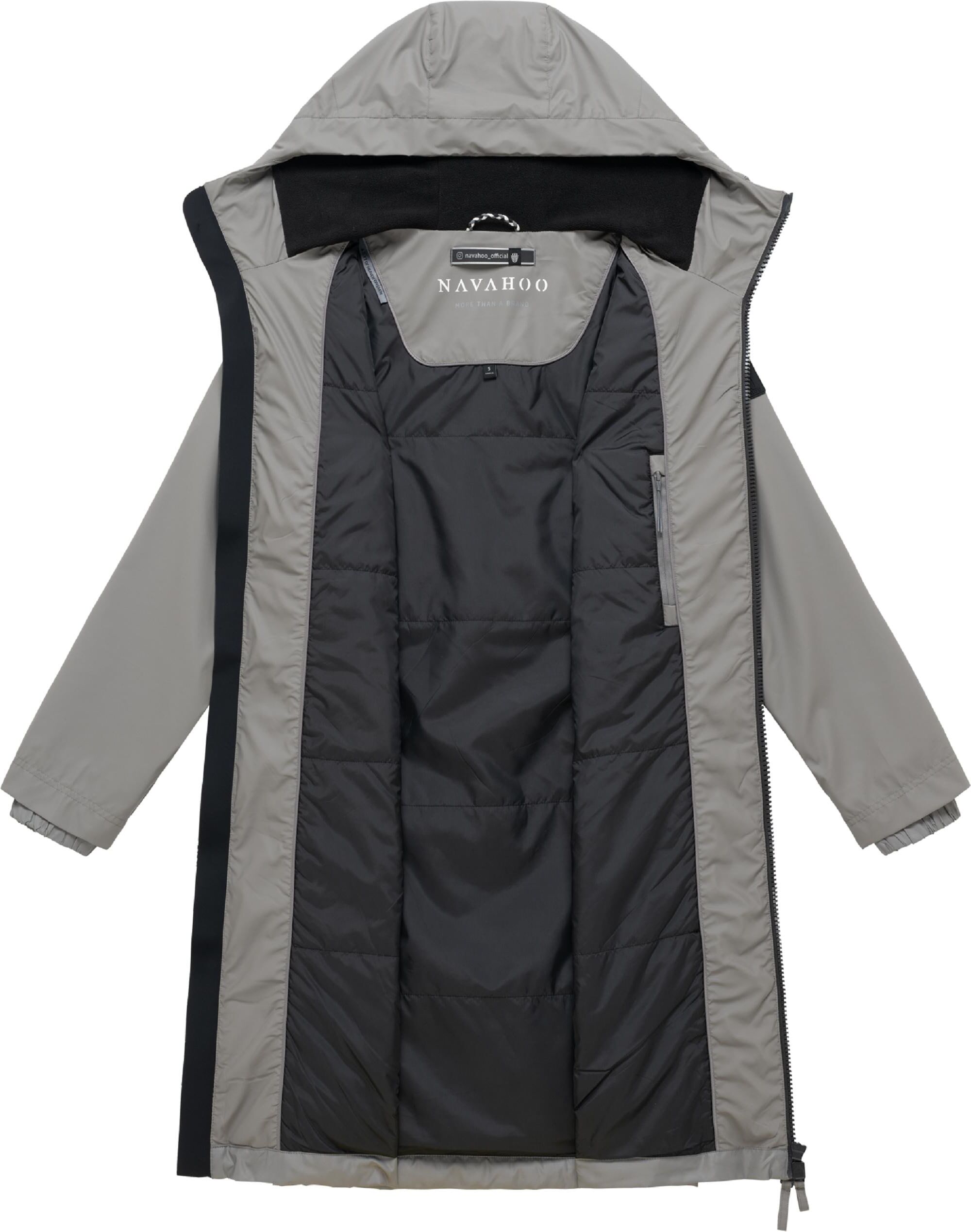 Langmantel NAVAHOO "Langmantel Edelumhang 14", Damen, Gr. S, grau, Obermaterial: 60% Polyester PES. 40% Polyurethan PU. 100% Polyester PES. Obermaterial: Futter: 100% Polyester PES. 100% Polyester PES., Mäntel Langmantel