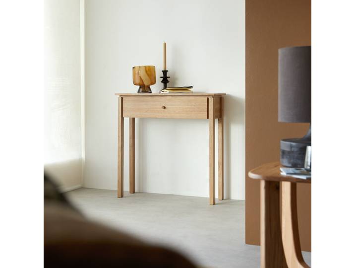 Konsolentisch aus massivem Hevea - Natur - Rubberwood