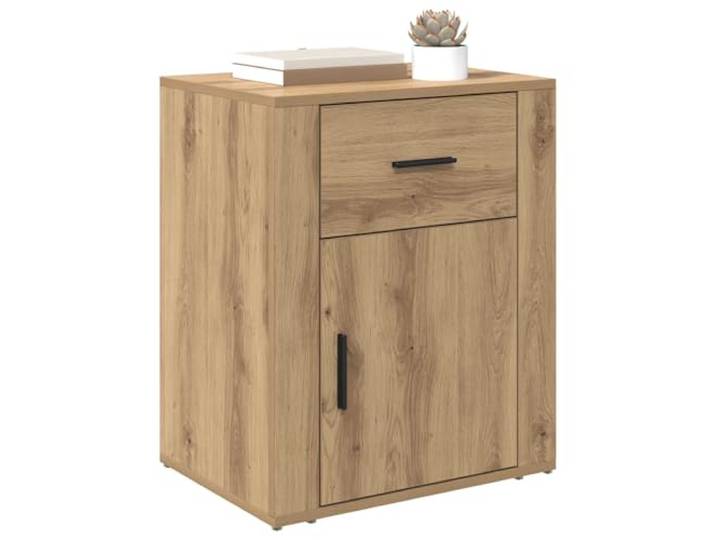 KTHLBRH Nachttisch Eiche 35 x 50 x 60 cm Ingenieuriertes Holz Mehrere Schubladen, klassische Griffe, rustikaler Stil, für Schlafzimmer