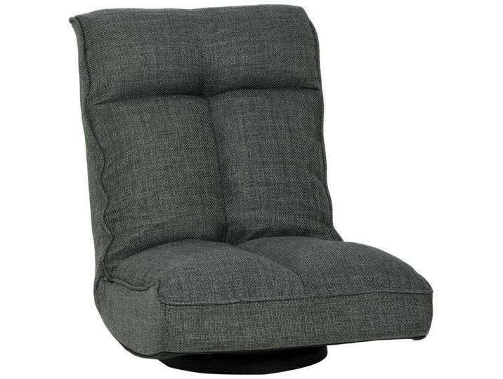 Fauteuil Zanobia Pivotant 360° Réglable Confort Lin Gris Déco Salon Détente