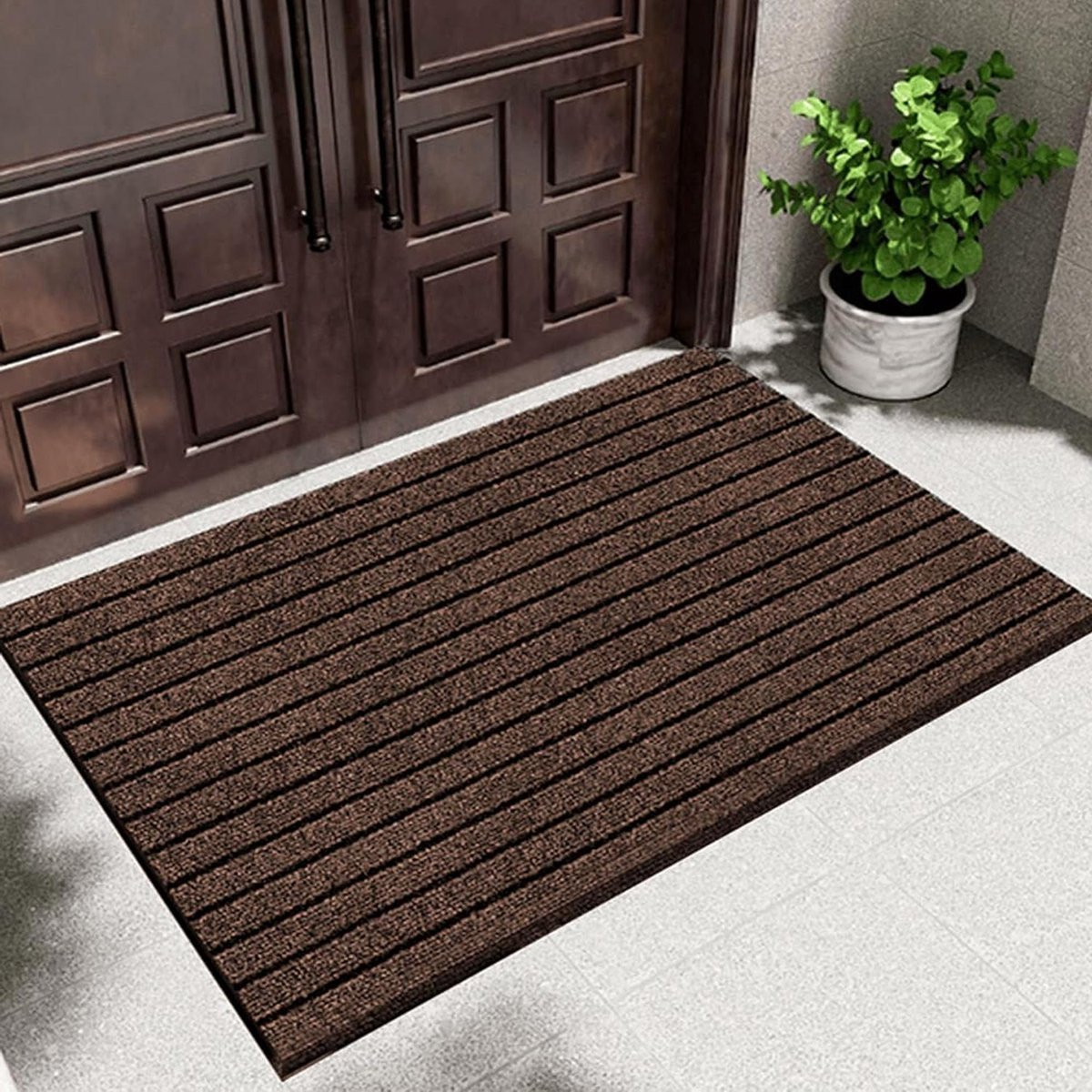 Bruine Schoonloopmat - Machine Wasbare Voetmat - 65 x 180 cm