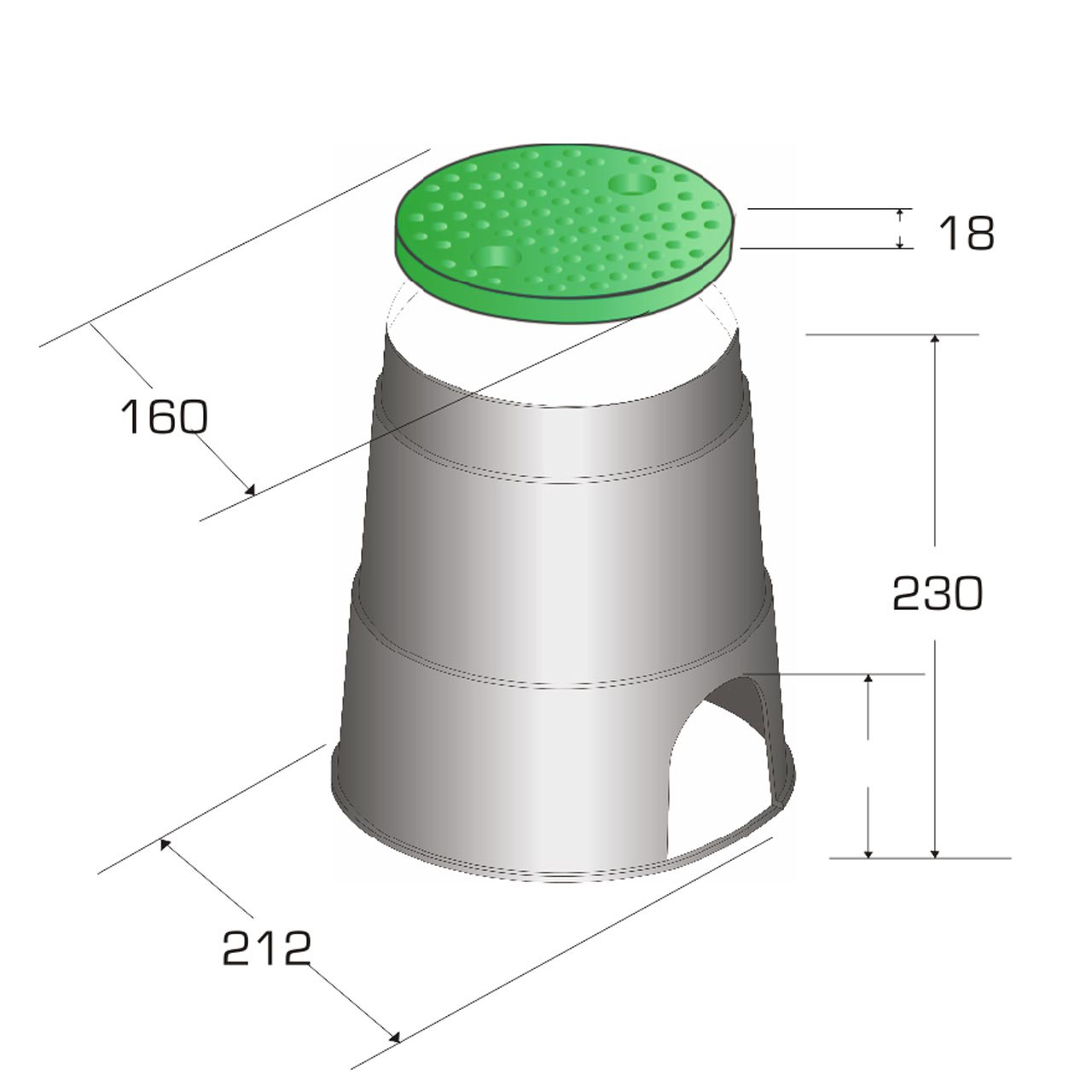 REKUBIK Ventilkasten PRO rund MINI 6" PC101-M16