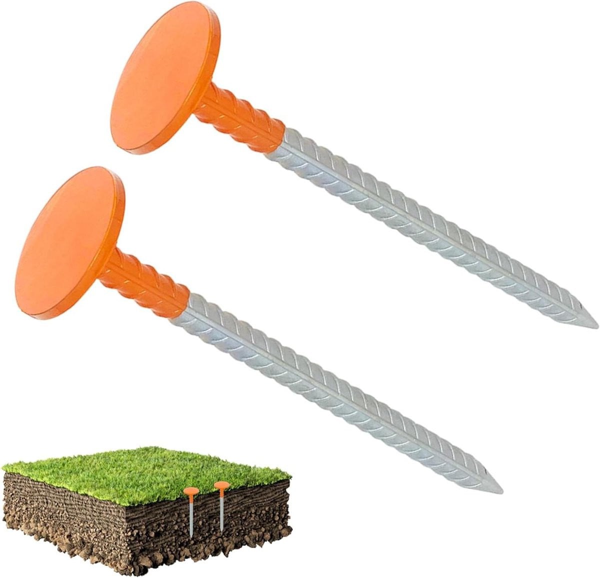 Grens Markeerpalen Set - Weerbestendige Erfpalen voor de Tuin - Zilver Oranje - 30 cm