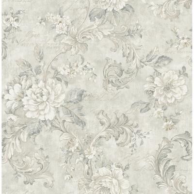 Seabrook Designs Gozzo Floral Acanthus Trail Unpasted Wallpaper