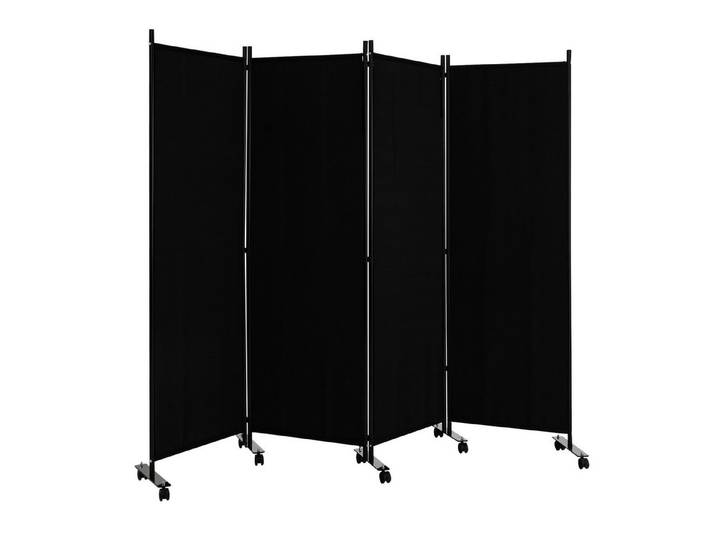COSTWAY Paravent auf Rollen, 4 tlg., faltbar, Metallrahmen, 225x173cm