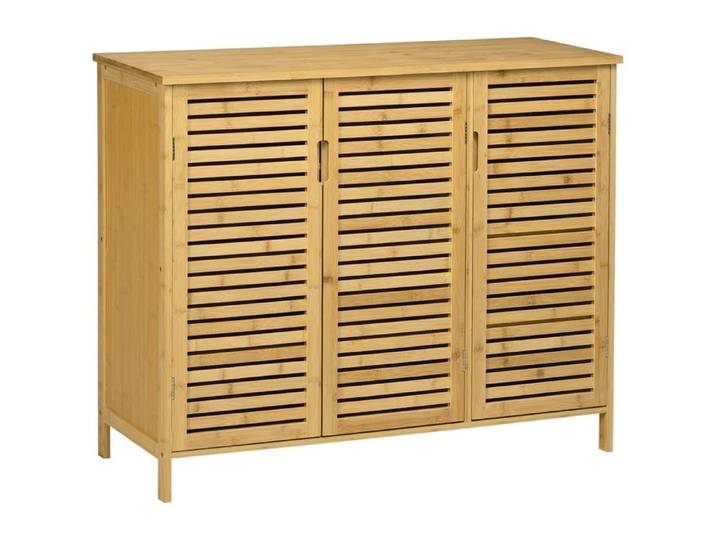 Meuble à chaussures armoire à chaussures style naturel - 2 placards - en bambou bois naturel