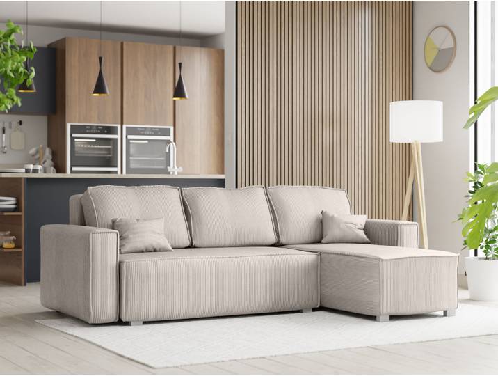 Angebot: Hellbeige Ecksofa SMART COSARO, beidseitig + 2 Kissen GRATIS II. Qualität