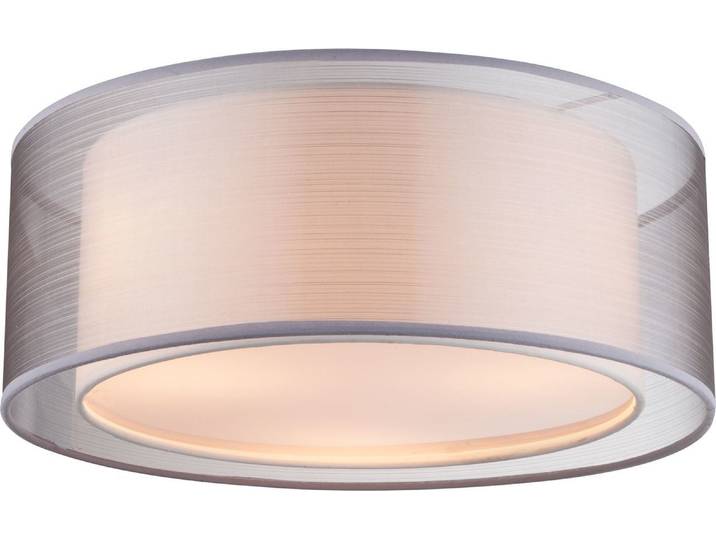 Globo Lighting Plafonnier métal nickel mat\, plastique\, textile gris\, acrylique satiné\, ø : 400mm\, H : 175mm\, excl. 3x E14 40W 230V