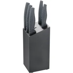 Michelino 6-teiliges Edelstahl Messer-Set mit Messerblock aus Holz Kochmesser Carbon