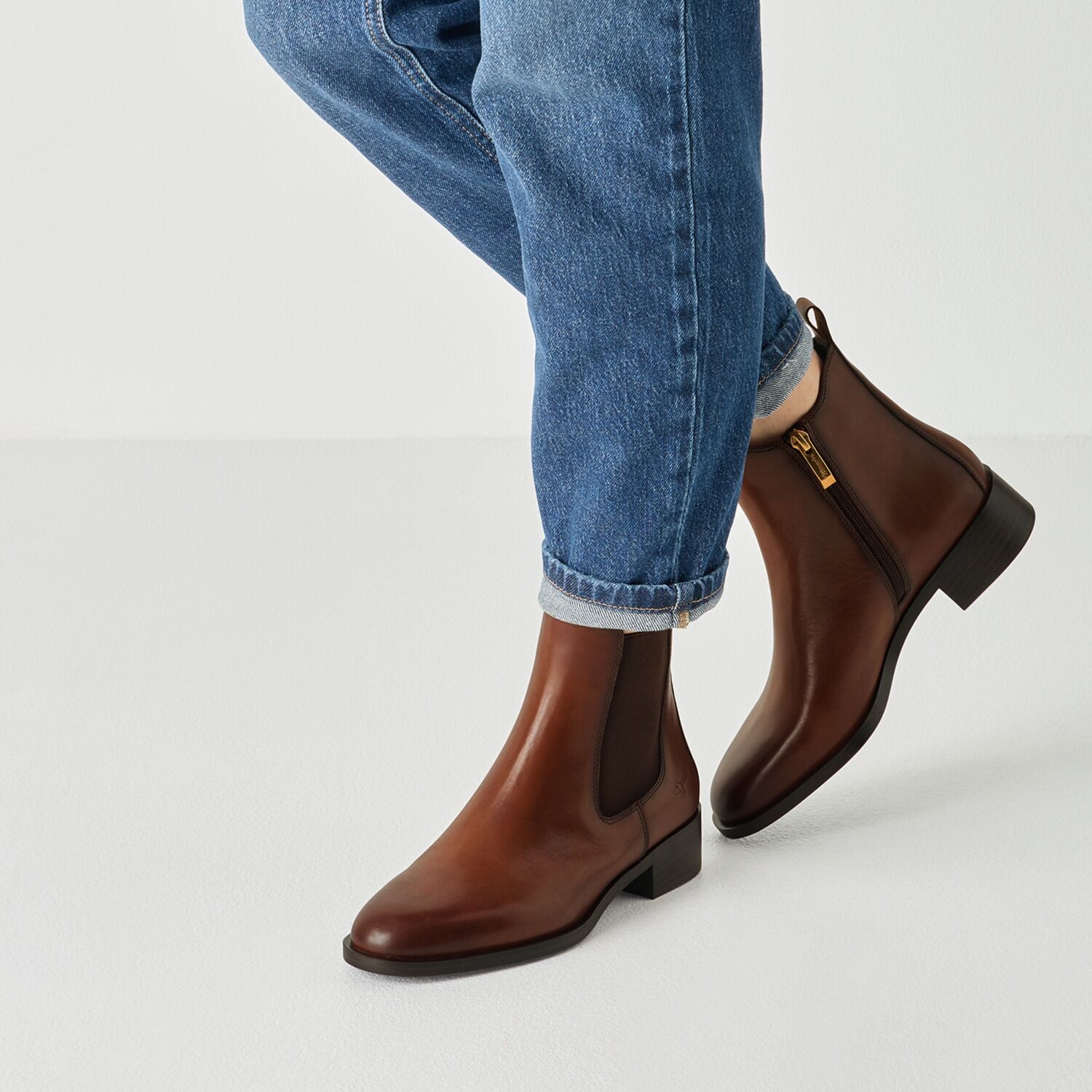 Chelseaboots TAMARIS, Damen, Gr. 36, Synthetik Textil, braun (cognac), Leder, Schuhe Chelseaboots, Blockabsatz, Stiefelette mit praktischem Innenreissverschluss cognac 36, Synthetik Textil