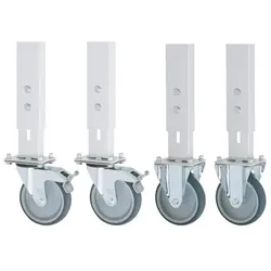 Rollensatz Arbeitstisch Serie Tom, Bauhöhe 150mm, 2 Lenk-, 2 Bockrollen