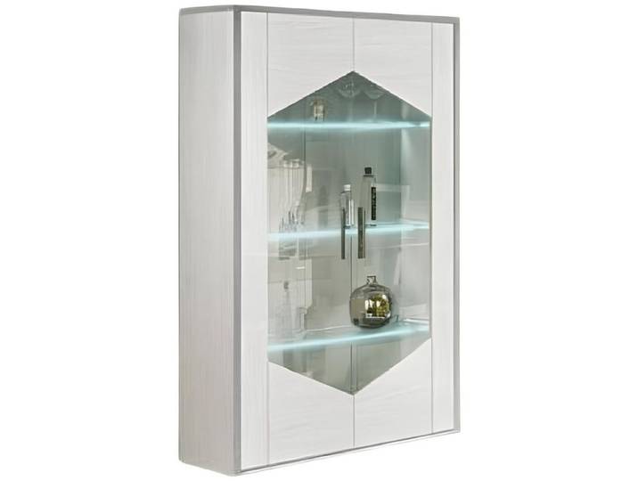 Xlmoebel Glasvitrine Schrankanrichte in Weiß mit LED-Beleuchtung für modernes Wohnen (1-St., Vitrine) Hergestellt In Italy