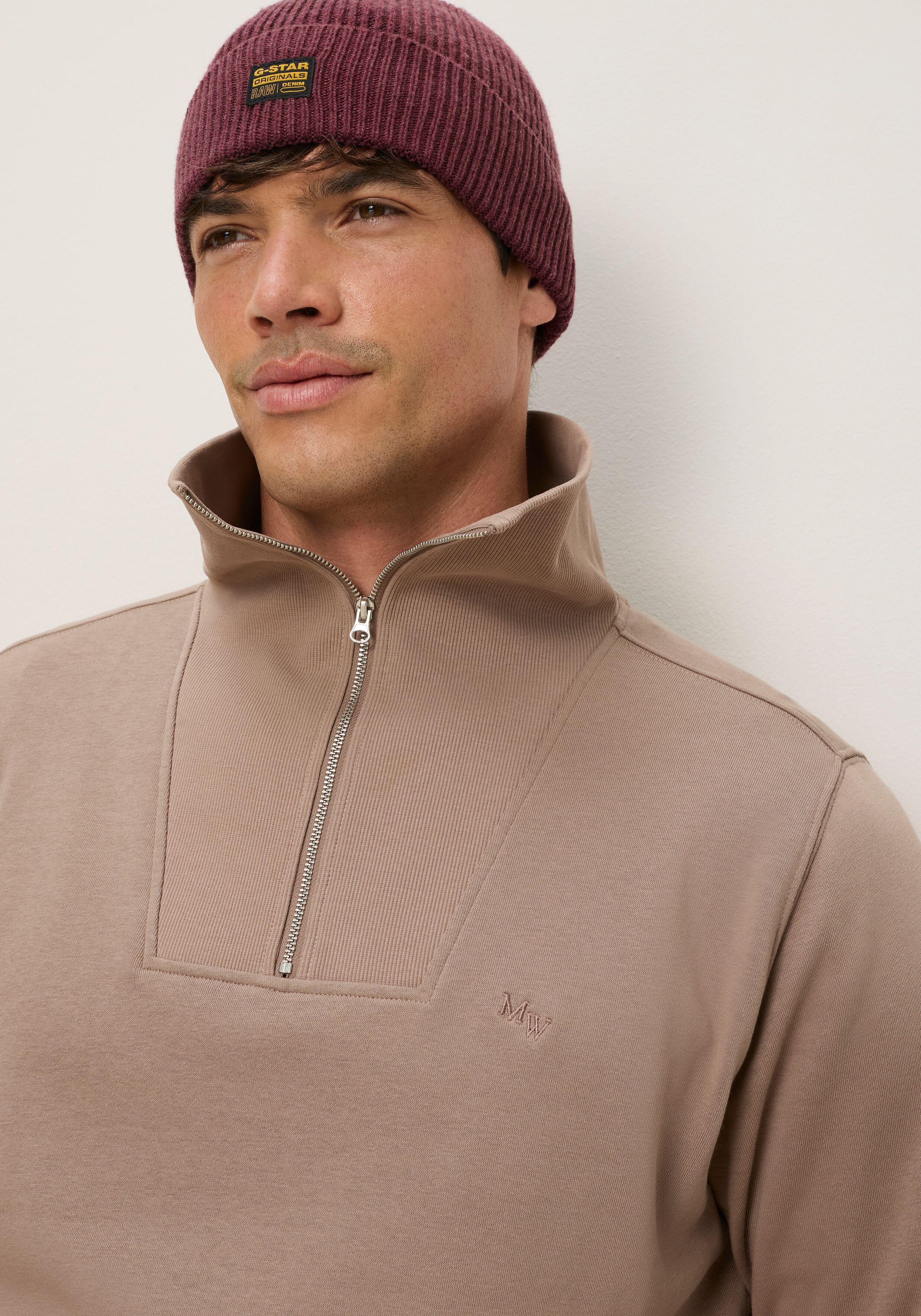 Sweatshirt MAN'S WORLD, Herren, Gr. XL, beige (braun), Obermaterial: 60% Baumwolle, 40% Polyester, unifarben, angesetztes Bündchen, Sweatshirts Sweatshirt, Trend: Troyer mit maritimer Note – lässig, unkompliziert, vielseitig braun XL