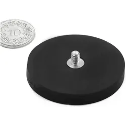 4x Supermagnete, Magnet, Magnetsystem rund gummiert mit Gewindezapfen (2x)
