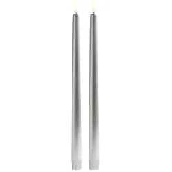 Piffany LED Spitzkerzen im 2er-Set, Silber, 2,3x32cm