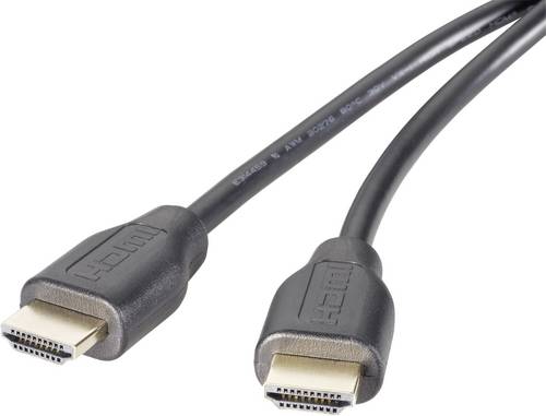 SpeaKa Professional HDMI Anschlusskabel HDMI-A Stecker 2.00m Schwarz SP-9024560 4K UHD, Audio Return Channel, vergoldete