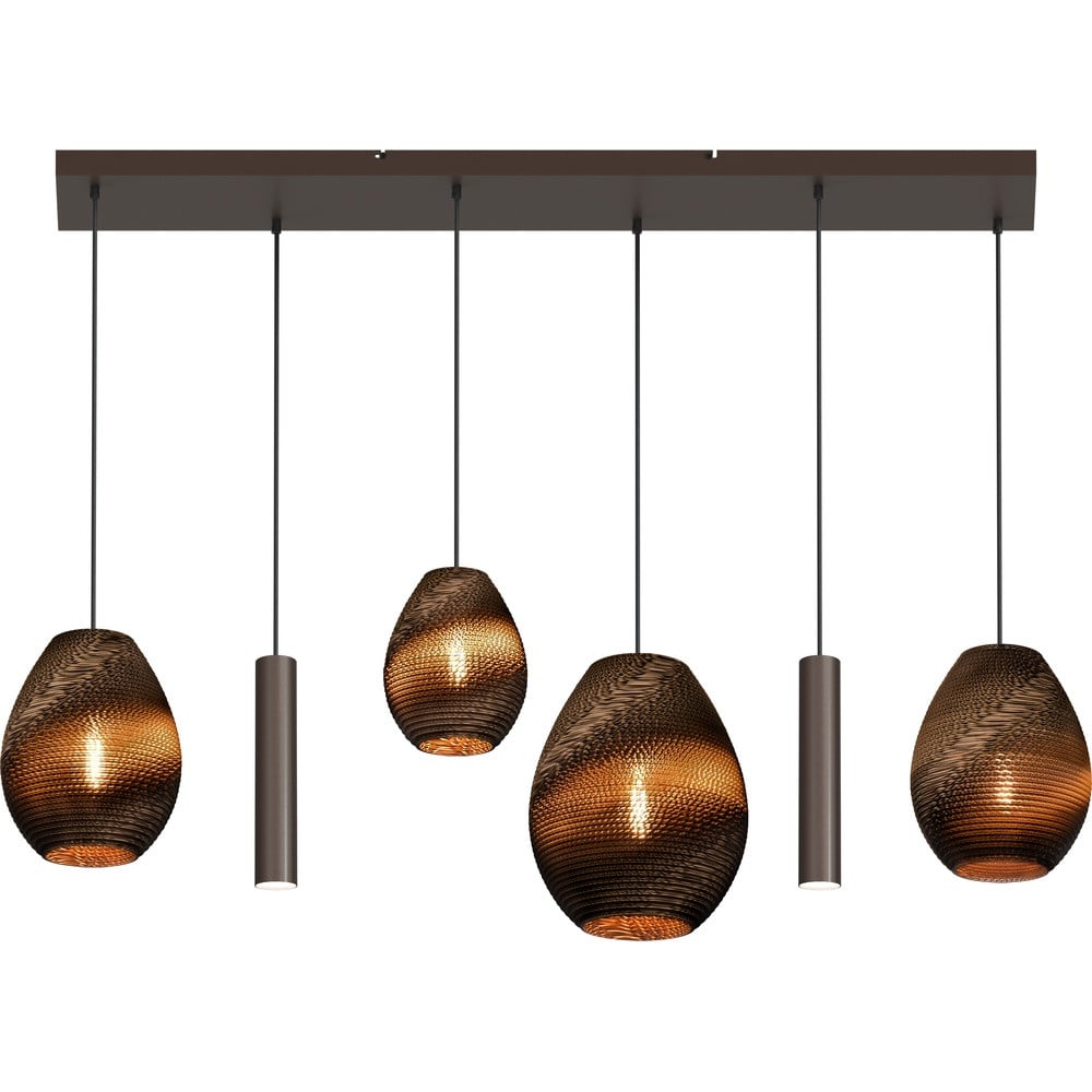 Masterlight Carta Trendy 6-lichts hanglamp van papier in cacao bruin