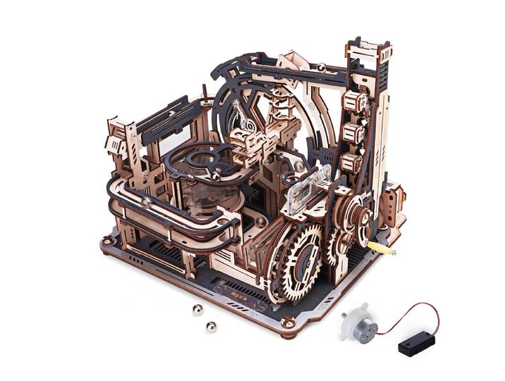 ROBOTIME ROKR Marble Spaceport Marble Run, puzzle 3D en bois, décoration unique pour la maison ou le bureau, cadeau d'ingénierie pour adultes et adolescents