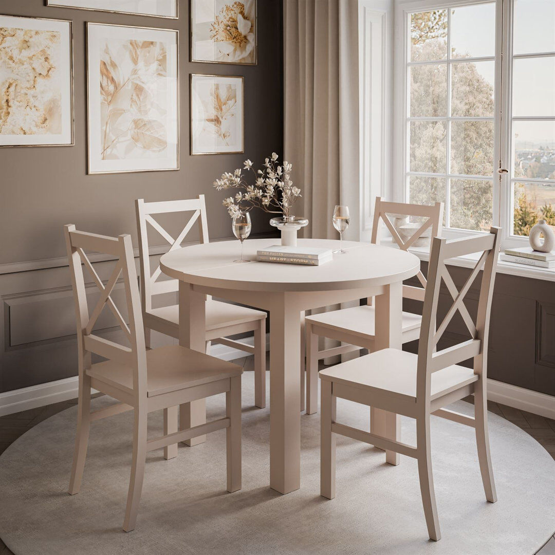 Rebrilliant 4 -Person Extendable Dining Set Cashmere Extendable Dining Table