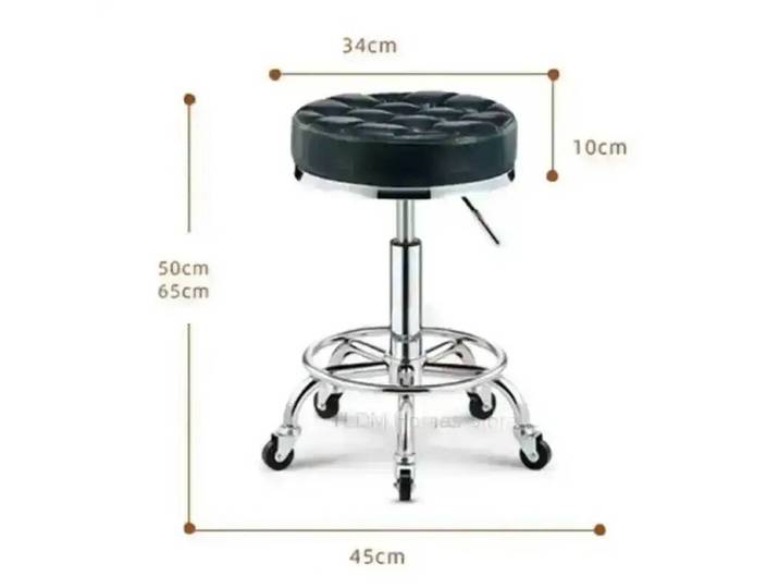 Tabouret de Salon Professionnel en Cuir avec Roulettes, Style Nordique, pour Coiffeur et Barbier