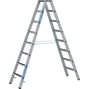 Zarges Stehleiter R13step B, 41559, beidseitig begehbar, aus eloxiertem Aluminium, bis 150kg, mit 2 x 8 R13-Stufen