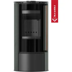 Ofen KRATKI ERIK Ø150 5,5kW SERPENTINO Stahl Schwarz Griff Jatoba