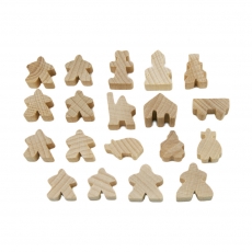 Hans im Glück Carcassonne - Meeple - 19er-Set (komplettes Spielfiguren-Set) - HOLZ Natur 293403