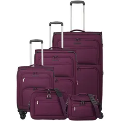 Travelite CUBIS Kofferset L/M/S erweiterbar + Beauty Case + Board Bag - Berry Koffer24