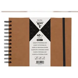 Clairefontaine 3x Album DIY zum Personalisieren, 40 Blatt Kraftpapier 200g im Format 21x16 cm, Umschlag aus Kraftkarton - Kartonbraun 95432C