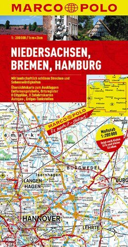 MARCO POLO Karte Niedersachsen, Bremen, Hamburg 1:200.000 - Preis vom 02.10.2026 23:42:20 h
