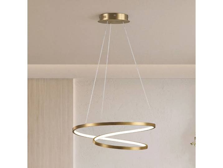 HOMCOM Suspension LED 2 Anneaux Hauteur Réglable Doré