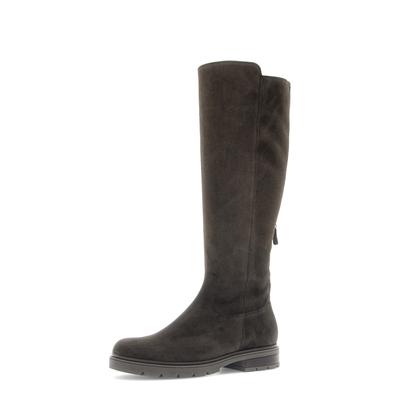 Stiefel GABOR, Damen, Gr. 38, wärmend, Normalschaft, braun (mocca), Veloursleder, Schuhe Stiefel, Blockabsatz, Langschaftsteifel in Schuhweite G (= weit)