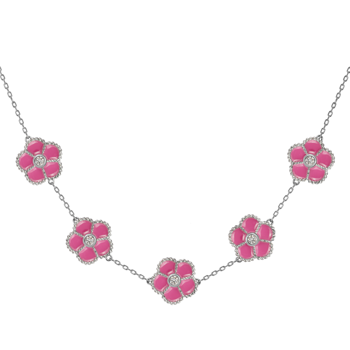 Jacques Lemans Kette Blumen Sterlingsilber mit Emaille/Zirkonia