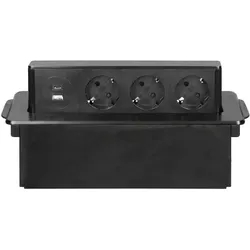 Möbelsteckdose mit 3x 230V Schuko 1x USB-A 1x USB-C Anschluss W-7 W-72015