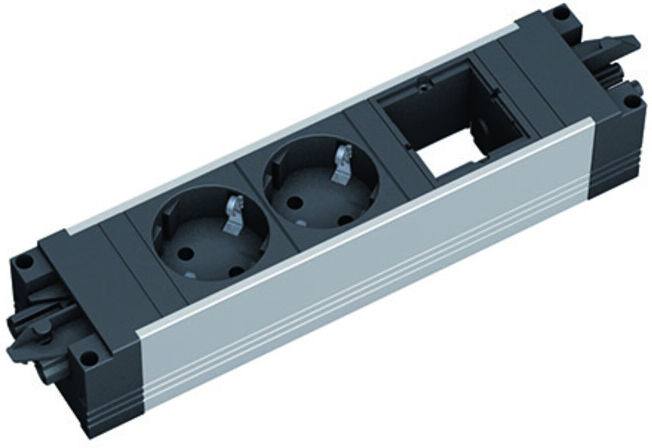 Bachmann Multiprise 906.09528 noire 2x prise avec terre 35° (906.09528)