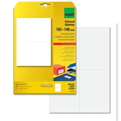 Sigel LA164 Universal-Etiketten, 105 x 148 mm, weiß, 100 Etiketten