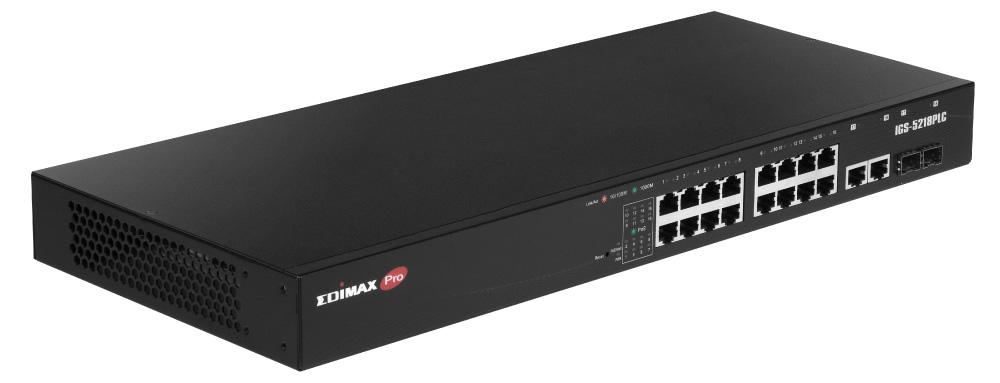 Edimax IGS-5218PLC, Managed, L2, Gigabit Ethernet (10/100/1000), Power over Ethernet (PoE), Rack-Einbau, 1U