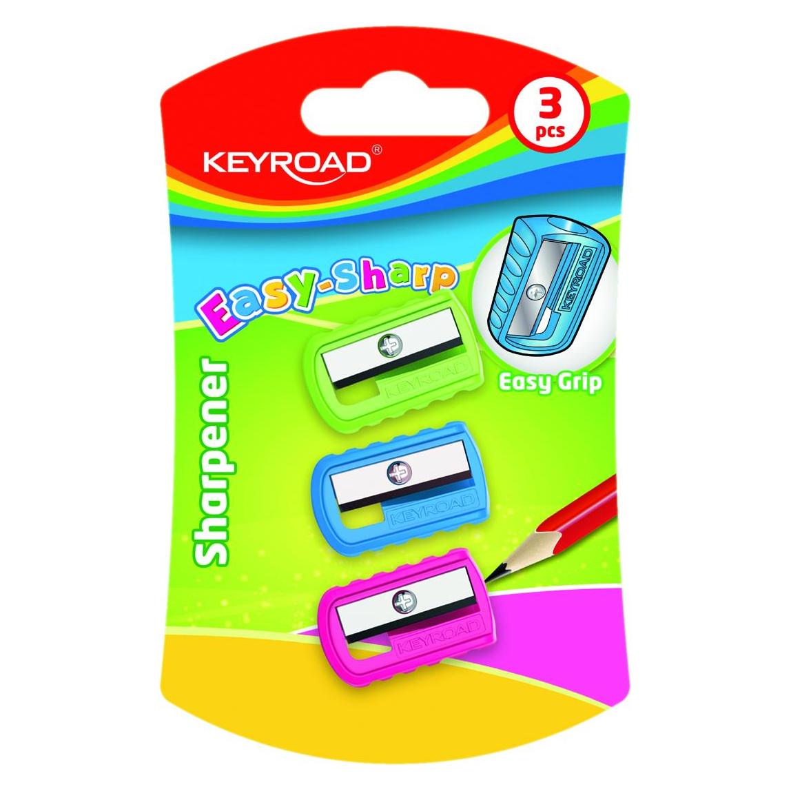 Keyroad Easy-sharp kunststoffspitzer, einzeln, 3 stück, blister, farbmischung (45650387)