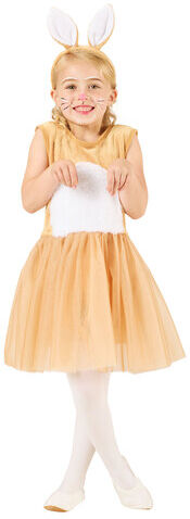 buttinette Kinderkleid "Hase", hellbraun/weiß