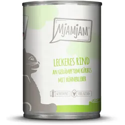 MJAMJAM Leckere Mahlzeit 400g Dose Katzennassfutter 6 x 400 Gramm leckeres Rind an gedämpftem Kürbis