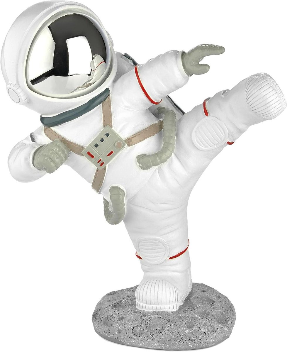 Decoratie Astronaut Figuur - Zilver Ruimtevaarder Beeldje - Hoogte: 19 cm